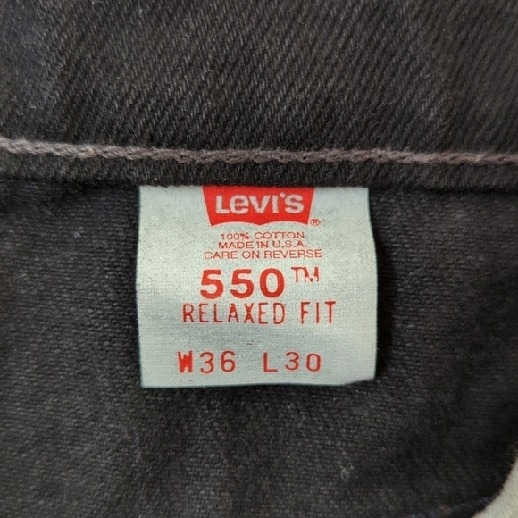 Levi's 90's Vintage 550 Classic Relaxed Fit Straight Leg Jeans Black 36 x 30 - Picture 8 of 15